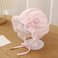 thumbnail image 5 of Wxirdiow Infant Girl Sun Hats Baby Girls Bonnet Double Layer Soft Newborn Baby Girl Sun Hats with Cute Flower Decor Light Pink Size,1-12 Months, 5 of 6