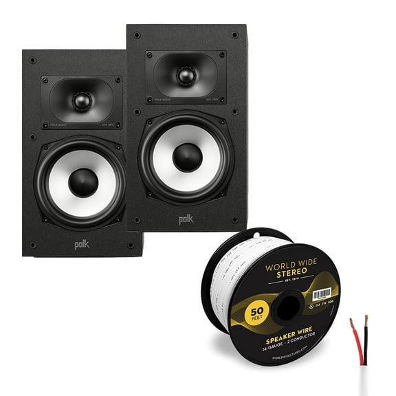 Polk Audio Monitor XT20 High Resolution Bookshelf Speakers Cable Bundle (Pair)