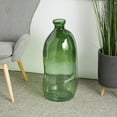 thumbnail image 2 of DecMode 29" Abstract Handmade Tall Curved Spanish Bottle Neck Ombre Green Recycled Glass Vase, 2 of 13