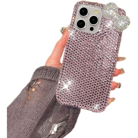 Compatible with iPhone 16 Pro Max Case Bling Diamond Glitter Rhinestone for Girls Women Cute Sparkly Shiny Gem 3D Bowknot Crystal Girly Luxury Fashion Clear Protective Phone Case