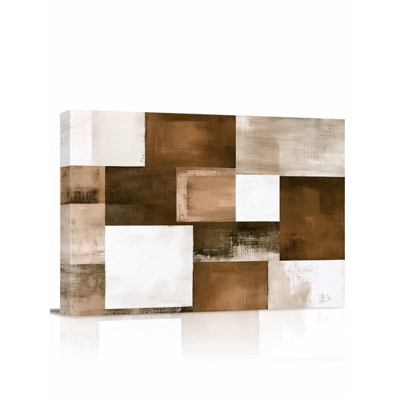 Brown Geometric Wall Art for Living Room,Canvas Picture Wall Decor for Bathroom Bedroom,Vintage Oil Painting Contemporary Painting Artwork for Office Kitchen Hallway Dining Room Home Decor 24"x32"