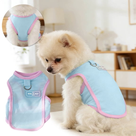 Dog Cooling Vest, Summer Pet T-Shirt, Breathable Quick-Dry Outfit for Dogs and Cats, Blue