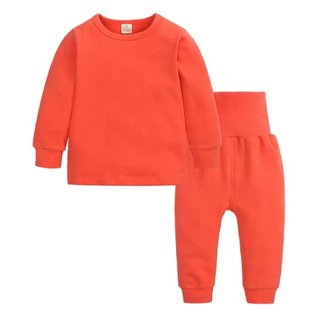 

Toddler Kids Baby Boy Girl Clothes Uni Solid Sweatsuit Long Sleeve Warm Pullover Tops Hight Waist Pants Set Fall Winter Pajamas Outfits