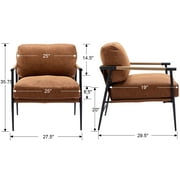 Guyou Modern Accent Chair, Upholstered Faux Leather Reading Armchair with Metal Legs, Casual Living Room Chair with Removable Cushion and Backrest for Living Room Bedroom Study, Brown