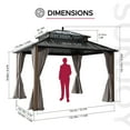 thumbnail image 4 of Sunjoy 12x10 ft. Outdoor 2-Tier Roof PC Top Rectangular Gazebo,Kingston Series ,WoodGrian, 4 of 19