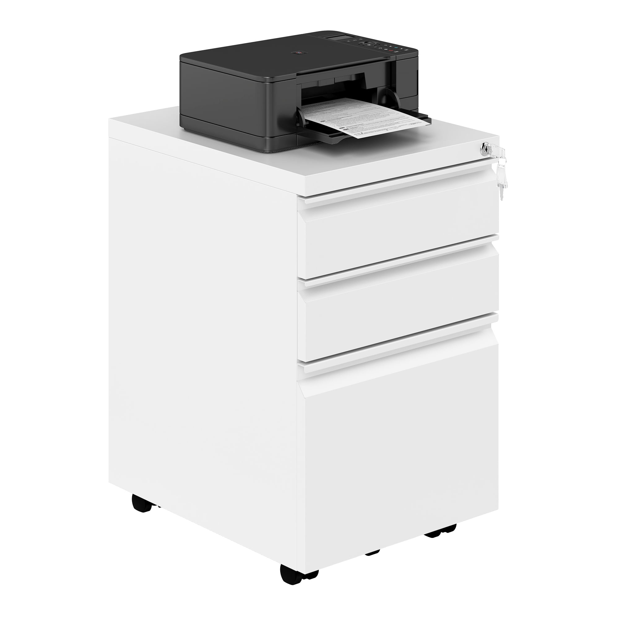 Craftian 3-Drawer Vertical File Cabinet Storage Mobile Office Metal Lockable Legal/A4 Size，White