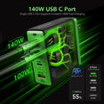 thumbnail image 2 of Cargador MFish de 140 W USB-C GaN, 4 puertos, enchufe plegable, 2 of 8
