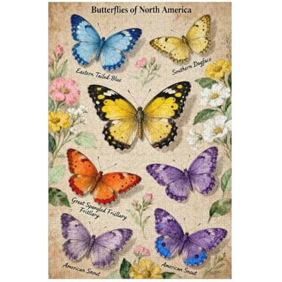 500 Piece Butterflies of North America Puzzle for Adults, 20.5x15 in – Holiday Educational Challenge Kit