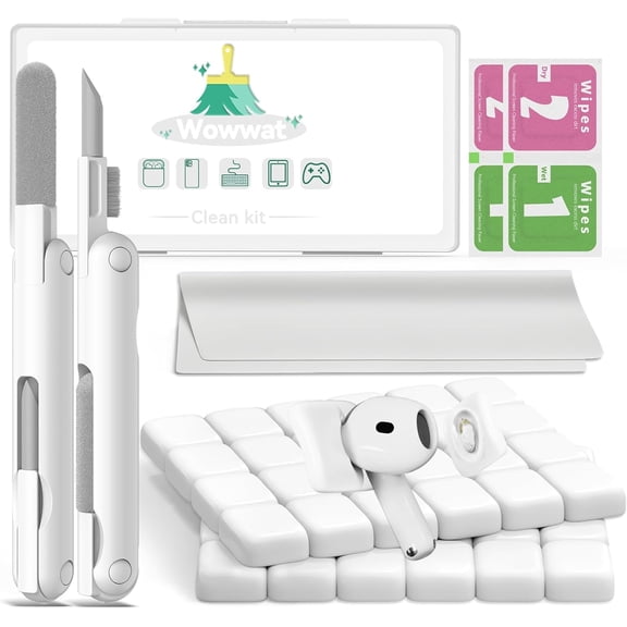 Ahot for Airpods Cleaner Kit,Bluetooth Earbuds 3 in 1 Multi-Function Cleaning Pen and Cleaning Putty,for Airpods Pro Phone Charging Port,Earbuds,Headphone, iPod,Case,iPhone,ipad,Laptop (White)