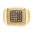 thumbnail image 4 of 14K Yellow Gold Ring Band Men's Diamond Round Champagne & White, Size 8, 4 of 5