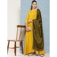 thumbnail image 2 of Janasya Indian Women's Mustard Rayon Solid Kurta and Dupatta, 2 of 6
