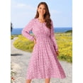 thumbnail image 4 of DARING DIVA Fall Long Sleeve Midi Floral Boho Dress M Pink, 4 of 7