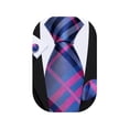 thumbnail image 1 of Juego de corbatas Barry.Wang, corbata de seda a cuadros, 150 cm, con gemelos, 1 of 6
