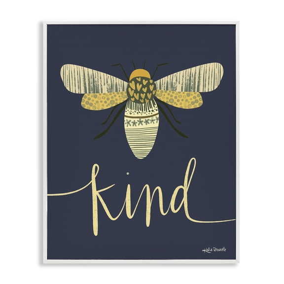 Stupell Industries Farmhouse Patterned Insect Bug Kind Calligraphy White Framed Giclee Art, 11 x 14, by Katie Doucette