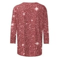 thumbnail image 4 of UVEASISHA 3/4 Length Sleeve Womens Tunic Blouse Casual Sequin Sparkly Tee Tops Trendy Party Clubwear Tops Pink XXL, 4 of 6