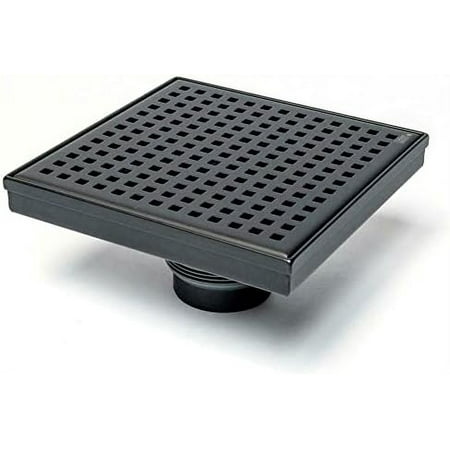 

6 In. X 6 In. Stainless Steel Square Shower Drain With Square Pattern Drain Cover In Matte Black