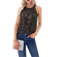 thumbnail image 2 of Sequin Halter Tops for Women Sleeveless Sparkly Shiny Tank Tops Ruched Flowy Sparkly Party Shirt Dark Green XXL, 2 of 8