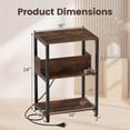 thumbnail image 3 of Costway 1 PCS Nightstand with Charging Station, 3-Tier Bedside Table with Open Shelves & Metal Frame Brown, 3 of 10
