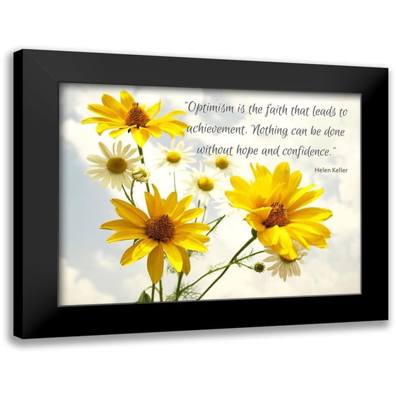 ArtsyQuotes 14x12 Black Modern Framed Museum Art Print Titled - Helen Keller Quote: Optimism