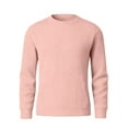 thumbnail image 5 of CCRFTGI Sweater for Men 2025 Fall Casual Ribbed Solid Color Sweater Trendy Long Sleeve Crewneck Sweater Pullover Cable Knitted Jumper Tops Pink 3XL, 5 of 7