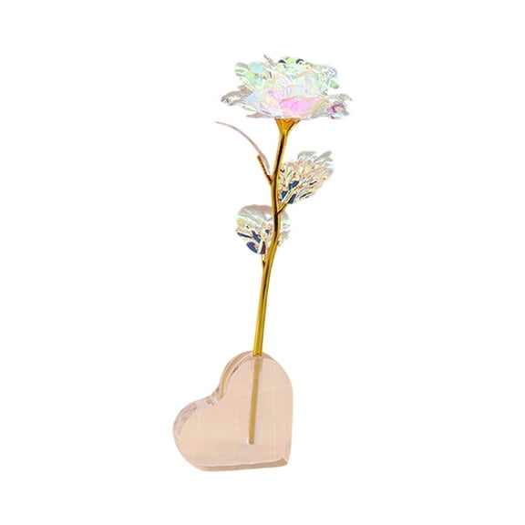 Yhmxh Everlasting Alloy Rose, Alloy Artifical Rose Flower Mother's Day Gift for Mom, Elegant Table Decor with Heart Base, Romantic Dinner Centerpiece for Grandma, Wife