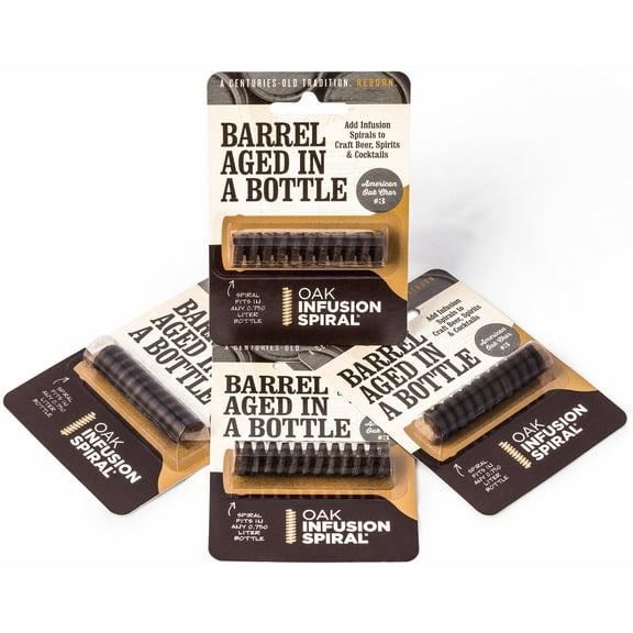 4 Pack - Barrel Aged in a Bottle Oak Infusion Spiral - Barrel Age Whiskey Gin...