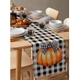 thumbnail image 3 of Table Runners 36 Inches Long Dress Scarves, Fall Orange Pumpkin Farmhouse Kitchen/Dining Table Runner, Short Coffee Tablerunners, Thanksgiving Retro Plaid Bow Farmhouse 13x36 Inch, 3 of 7