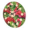 thumbnail image 3 of Designart 'Retro Tropical Pink Flamingo With Green Leaves' Mid-Century Modern Wood Wall Clock, 3 of 5