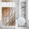 thumbnail image 2 of No Hook Shower Curtain, Brown Ombre Shower Curtains for Bathroom with See Through Top Window, Modern Geometric Abstract Aesthetic Cream Waterproof & Washable Bath Curtain Stand Up Stall 36"x72", 2 of 9