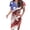 Red, variant on Fourth of July Women Patriotic Dress Patchwork Short Sleeve Tie Waist With Pockets Sundress Blue XL