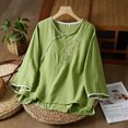 thumbnail image 2 of Women's Summer Chinese Embroidery Cardigan Top Retro Art Heavy Industry T Shirt, 2 of 2