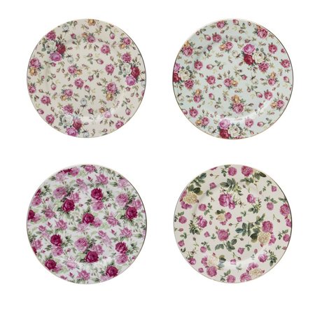 UPC 693759130847 product image for Gracie China Rose Chintz Porcelain Dessert Plates 8-Inch Set of 4 Assorted with  | upcitemdb.com