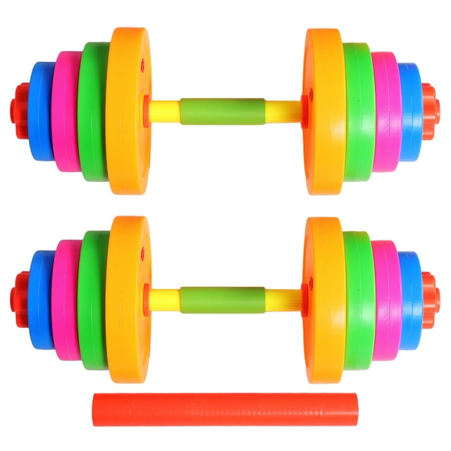 2 Pcs Jouet de Poids d'Exercice pour Enfants Barre Réglable pour Enfants Haltère à Main Barre d'Exercice pour Gym Entraînement Jeu de Rôle Équipement de Mise en Forme Jouet de Sport