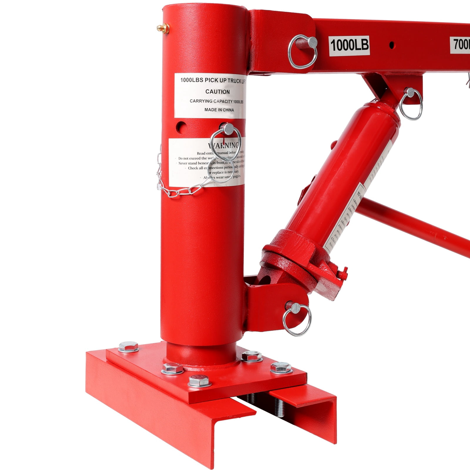 1000 LBS Heavy-Duty Pickup Truck Crane with Manual Winch, Adjustable 500/600/700/1000 LBS Capacity for Construction, Warehouse & Factory Use