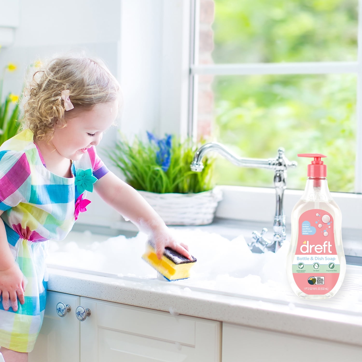 Dreft Baby, Bottle and Dish Soap, Removes Milk Film & Odor, Plant