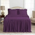 thumbnail image 2 of 4 Piece Long Ruffle Sheet Set, 30" Inch Long Ruffle On Corner Of The Flat Sheet, 21 Inch Deep Pocket, 100% Egyptian Cotton, 800 TC, King Size, Solid Plum, 2 of 9