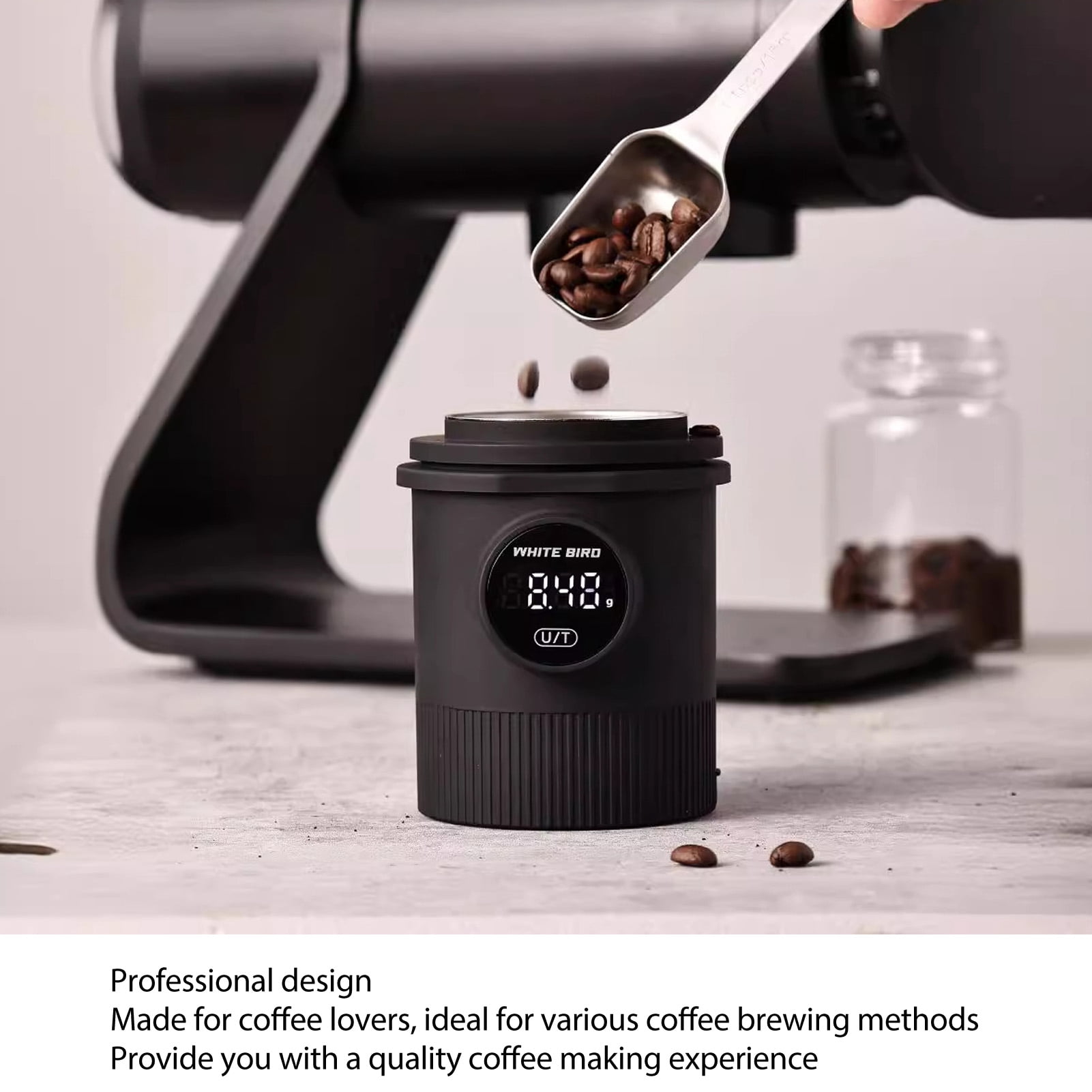 Suodoka Digital Coffee Powder Weighing Cup 58mm Dosing Scale High Accuracy Espresso Pour Over Electronic Scale 500g Capacity USB Rechargeable Battery ABS SUS304 Kitchen Tool 5.5 inches / 14 cm