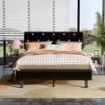 thumbnail image 4 of Queen Size Platform Bed Frame with Velvet Upholstered Headboard/Crystal Button Tufted Bed Frame with Wooden Slat Support No Box Spring Needed Black, 4 of 12