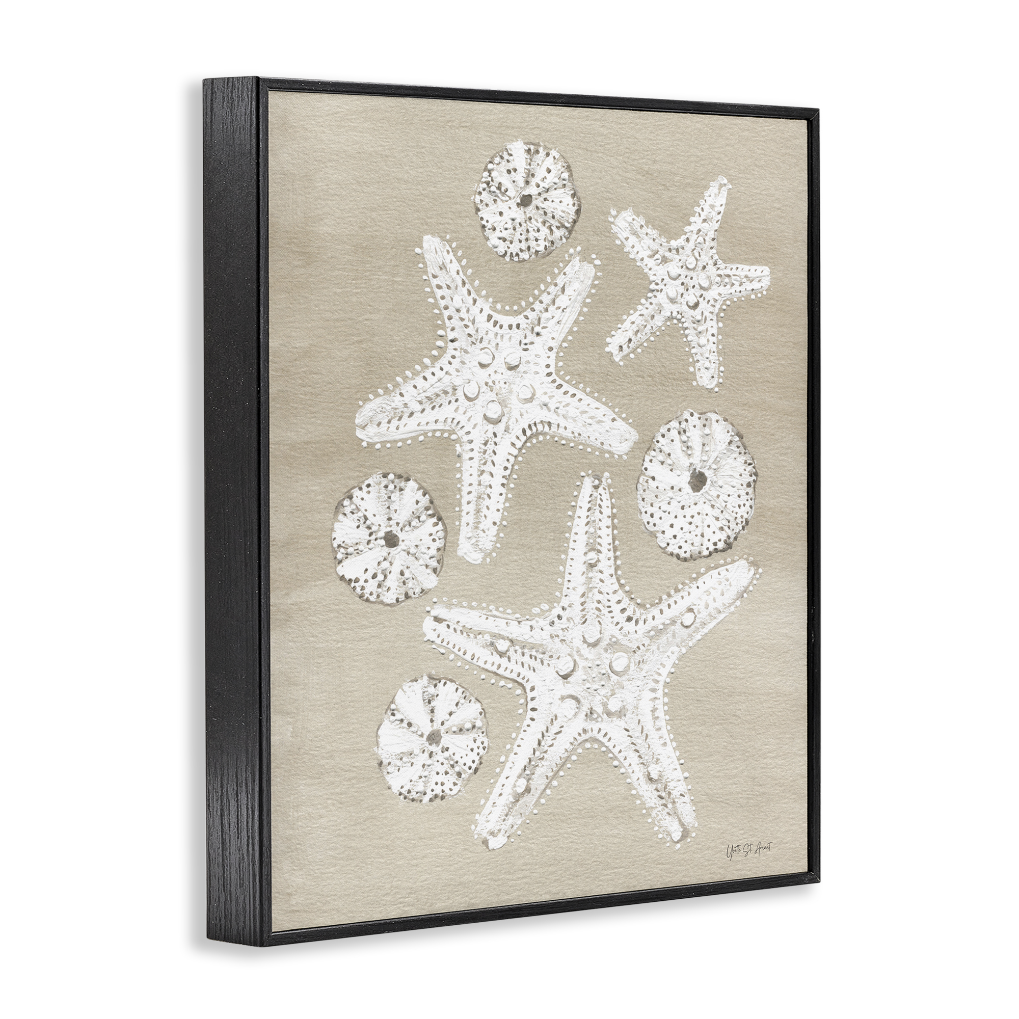 Stupell Industries Sandy Beach Treasures Coastal Painting Black Framed Art Print Wall Art, 11 x 14