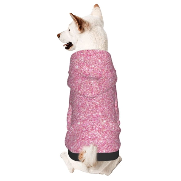 Fotbe Glitter Pink Sudadera con Estampado para Perros Pequeños – Suéter con Capucha para Mascotas, Tela Suave de Forro Polar con Bolsillo-Medium