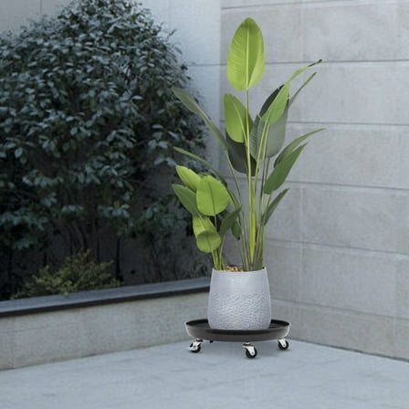 2 Pack 16 inch Plant Caddy with Easy Moving Caster Wheels,Round Movable Planter Dolly Trolley Tray,Rolling Plant Stand Pot Saucer w/Brakes,for Indoor Outdoor Round Flower Pot (Black)