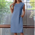 thumbnail image 2 of Youmylove Vacation Beach Dress for Women Fashion Sleeveless Round Neck Pocket Dress With Side Slits Spring Summer Collection Graduation Dress for Women, 2 of 5