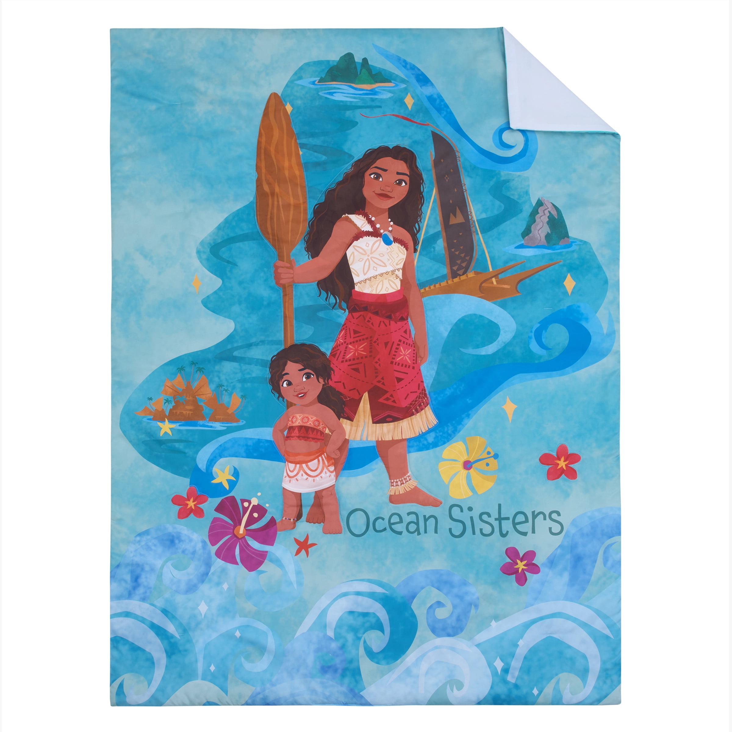 Disney Moana Ocean Sisters 4 Piece Toddler Bed Set, Aqua