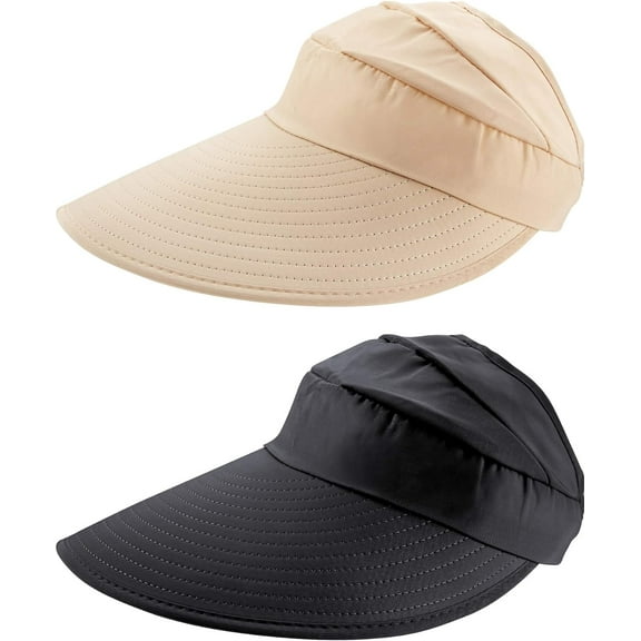 2Pcs Sun Visor Hats UV Protection Caps Summer Wide Brim Beach Hat for Women