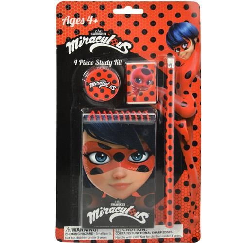 Miraculous Ladybug 4 Pk Study Kit on Card Set includes : pencil ...