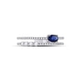 thumbnail image 2 of 14kt White Gold Womens Oval Blue Sapphire Modern Fashion Ring 5/8 Cttw, 2 of 4