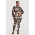 thumbnail image 2 of Women's Plus Size Side Ruched Patterned Zip Front Cropped Jacket, 2 of 5