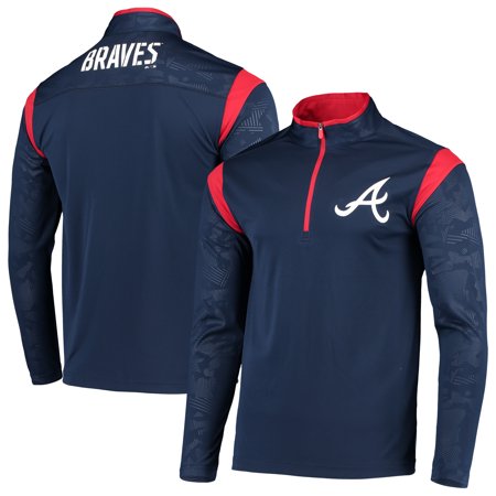 Atlanta Braves Fanatics Branded Defender Primary Half-Zip Pullover Jacket - Navy