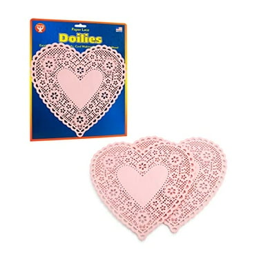 Hygloss Products Heart Paper Doilies ‚Äì 8 Inch Pink Lace Doily for Decorations, Crafts, Parties, 36 Pack
