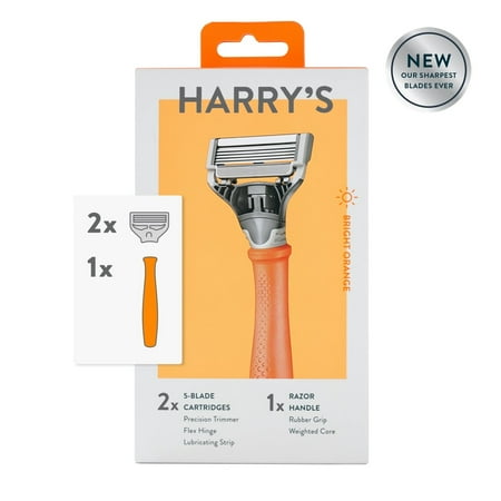 Harry’s Men’s Razor with 2ct Blade Cartridges, Bright Orange